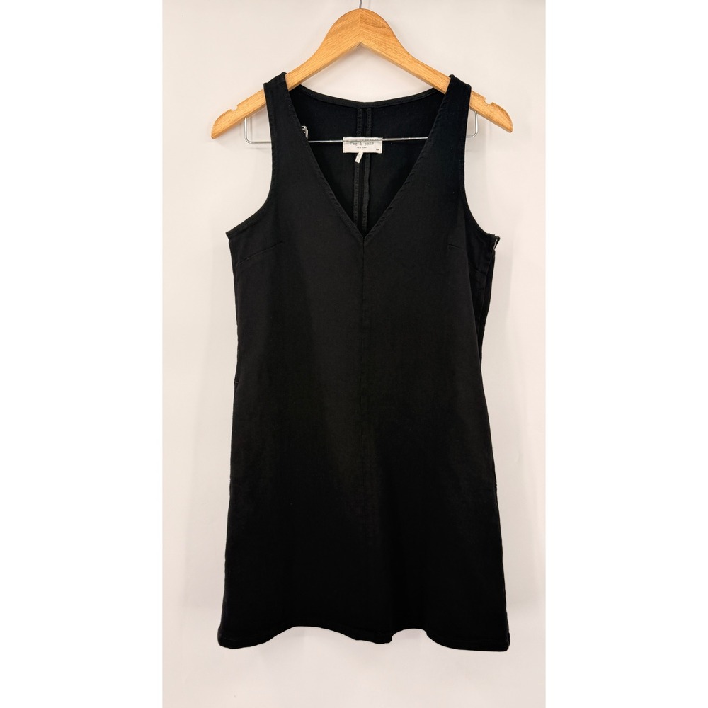 Rag & Bone Nala Shift Dress Womens Size Small Black Denim V-Neck Mini - Picture 9 of 10